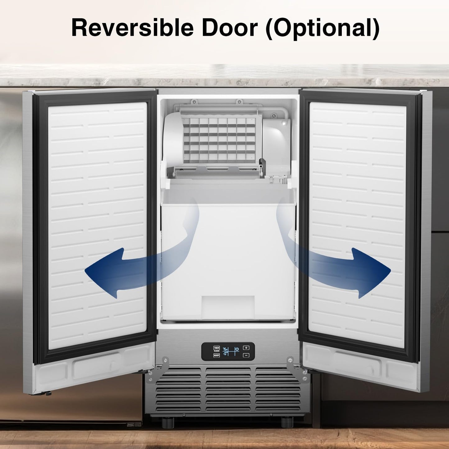 Commercial Ice Machine 85Lbs/24H, Commercial Ice Maker with 30 LBS Storage Bin, Ice Cubes Ready in 5-15 min, Freestanding or Under Counter Ice Maker Machine, Thicknesses Adjustable, Stainless Steel