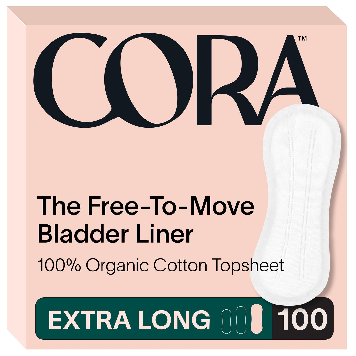 Cora 100% Organic Cotton Topsheet Bladder Liners (100 Extra Long Bladder Liners)