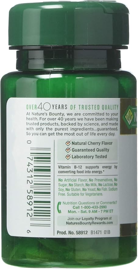 Nature's Bounty Vitamin B-12 5000 mcg, 40 Quick Dissolve Tablets (Pack of 3)