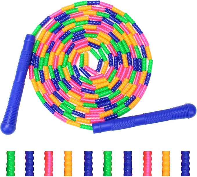 Coolrunner 16 FT Long Jump Rope(1 PACK), Double Dutch Jump Ropes, Soft Beaded Skipping for Kids Adults, Plastic Segmented ...