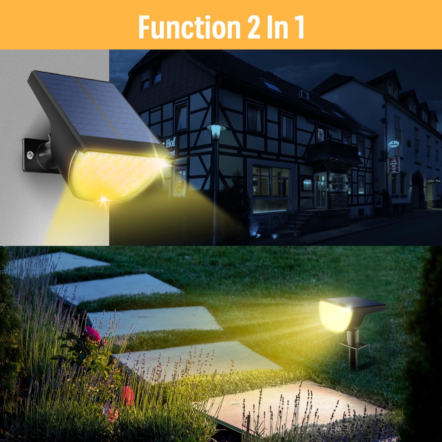 GKGG Solar Spot Lights Outdoor, 76 LED, 3 Lighting Modes, IP65 Waterproof, 6 Pack, Warm White, Model YY-TD-219