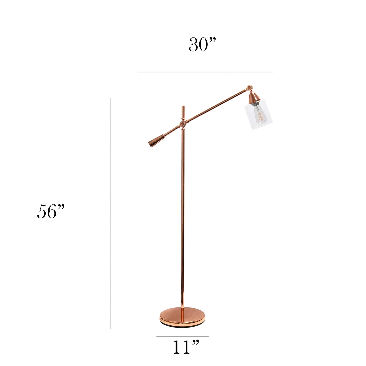 Elegant Designs LF1030-RGD Floor Lamp, Metal, 30inL x 11inW x 56inH, Rose Gold Finish