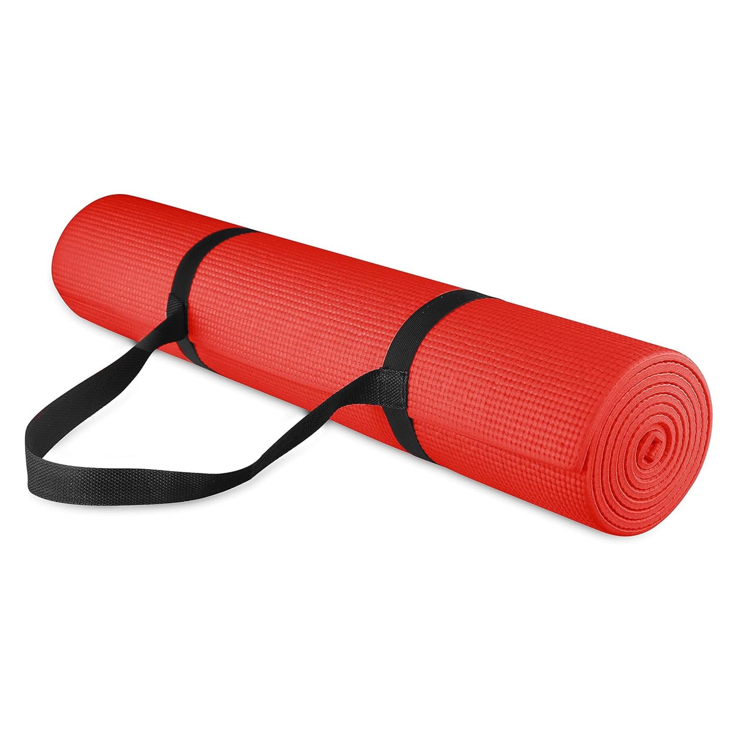 Fitvids 1/4-Inch High Density Thick Non Slip Yoga Mat with Knee Pad and Carrying Strap for Workout, Pilates, Gym Home Exercise, Red