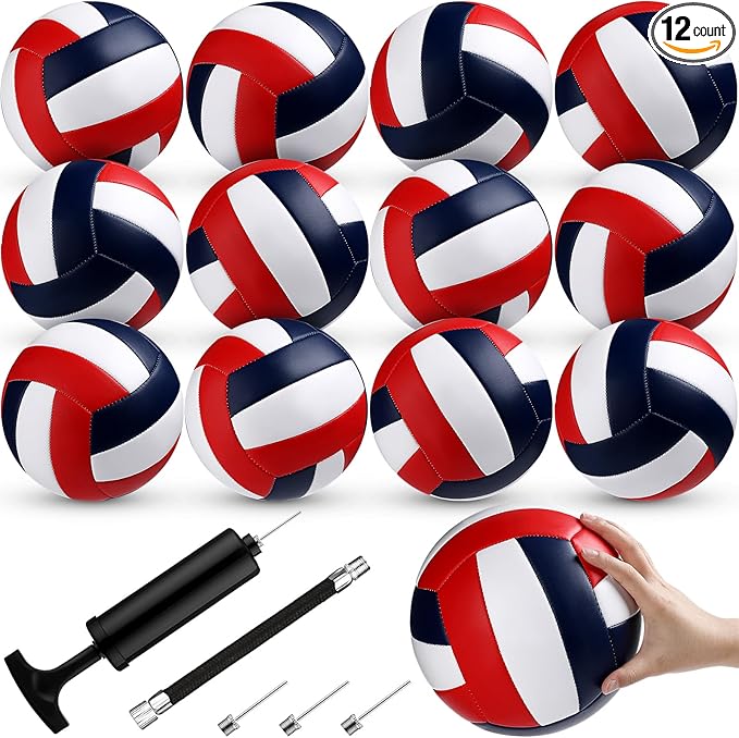Meooeck 12 Pcs Volleyballs Official Size 5 Volley Balls Bulk Practice Volleyballs Indoor Outdoor Soft Recreational Volley ...