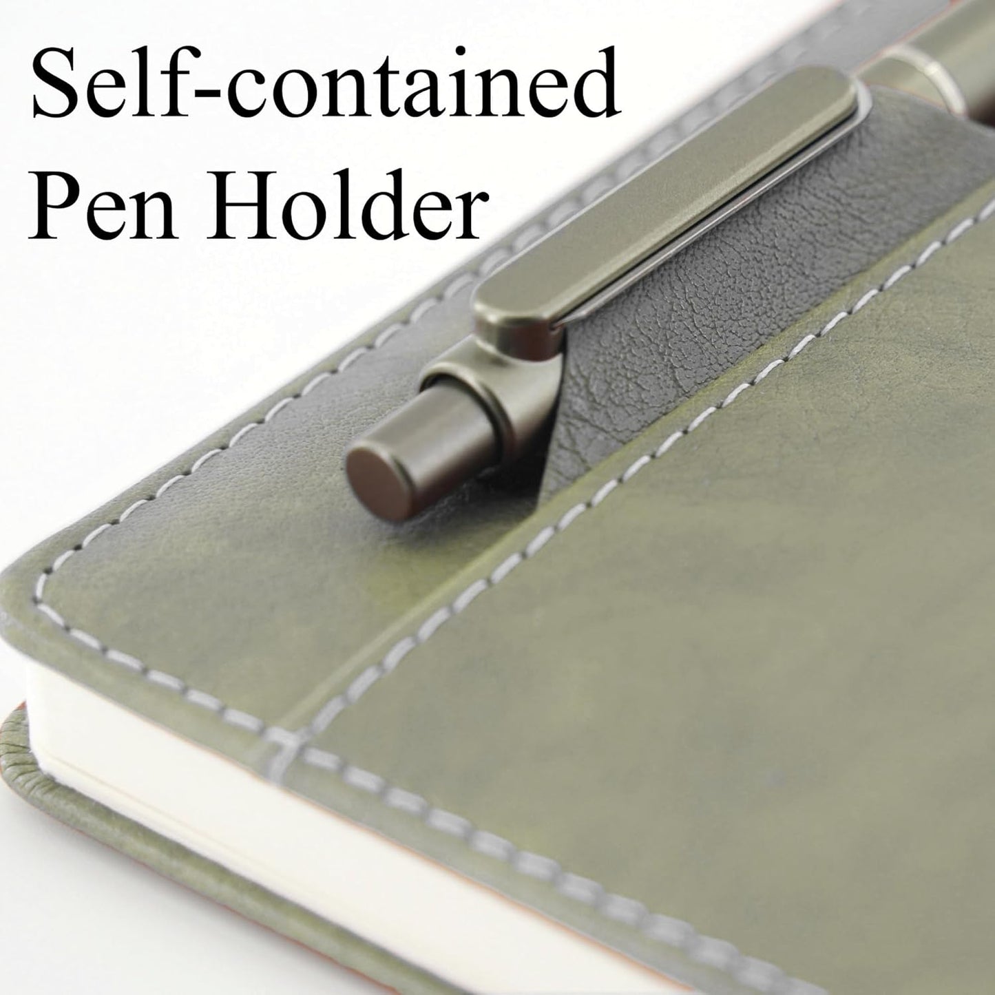 SLFreMint Premium Hardcover Notebook with Pen and Pen Holder Clip, Card Pockets, 240 Pages, College Ruled, 80GSM, Leather Note Book for Work, Study, Diary and Other Scenarios, Suitable Journal for Both Men and Women