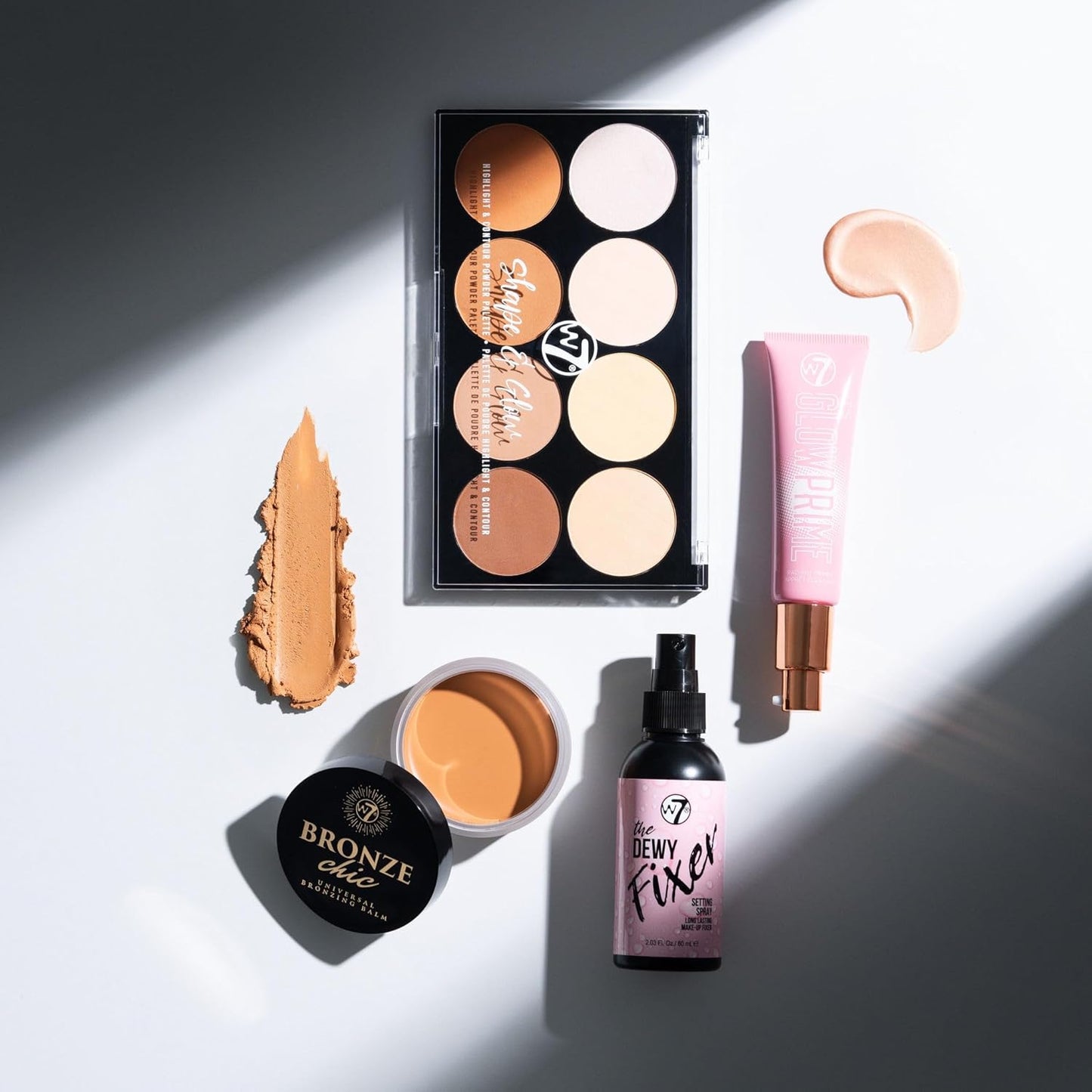 W7 Shape & Glow Makeup Set - Dewy Finish - 4 Product Set - Bronze, Contour & Secure