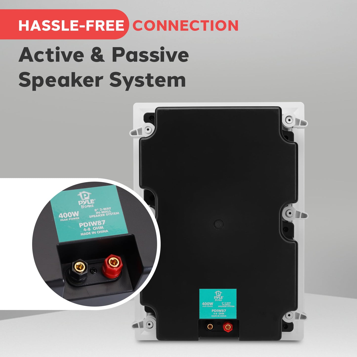 Pyle Ceiling Wall Mount Enclosed Speaker - 400 Watt Stereo In-Wall / In-Ceiling 8 Enclosed Full Range Deep Bass Speaker System -