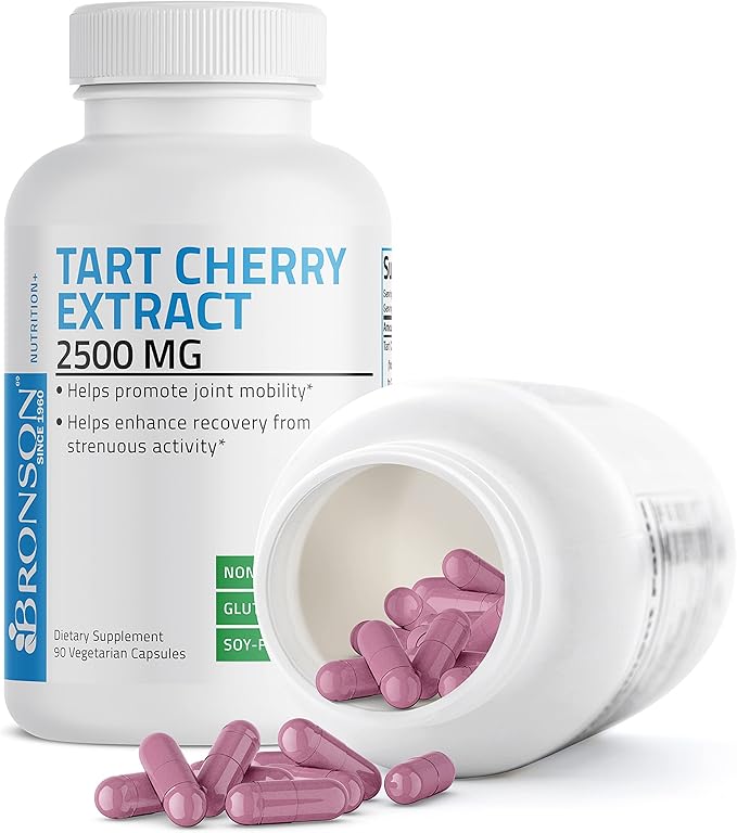 Bronson Tart Cherry Extract 2500 mg Premium Non-GMO Formula Packed with Antioxidants and Flavonoids, 90 Vegetarian Capsules