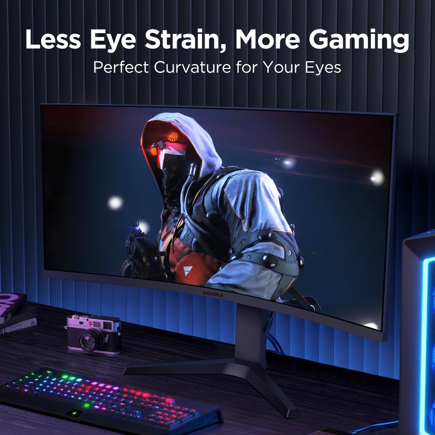 KOORUI 34-inch Ultrawide Curved WQHD 3440×1440 Gaming Monitor, 165Hz 144Hz Curved 1000R- PIP/PBP, 1ms(MPRT) with DisplayHDR 400, FreeSync Premium, 75 * 75mm VESA, HDMI/DisplayPort, 34E6UC
