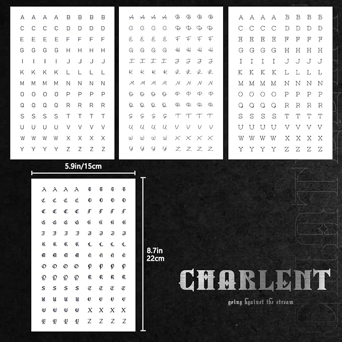 CHARLNET English Letters Semi-Permanent Tattoos for Adult - 2 Weeks Long Last Letters Fake Tattoos for Women Men Finger Neck Body/Fades Naturally/No Reflection/Waterproof,DIY Letters Stickers