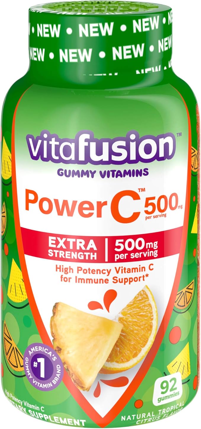 Vitafusion Extra Strength Vitamin B12 Cherry Gummy Vitamins, 90 Count Extra Strength Tropical Citrus Power C Gummy Vitamins, 92 Count