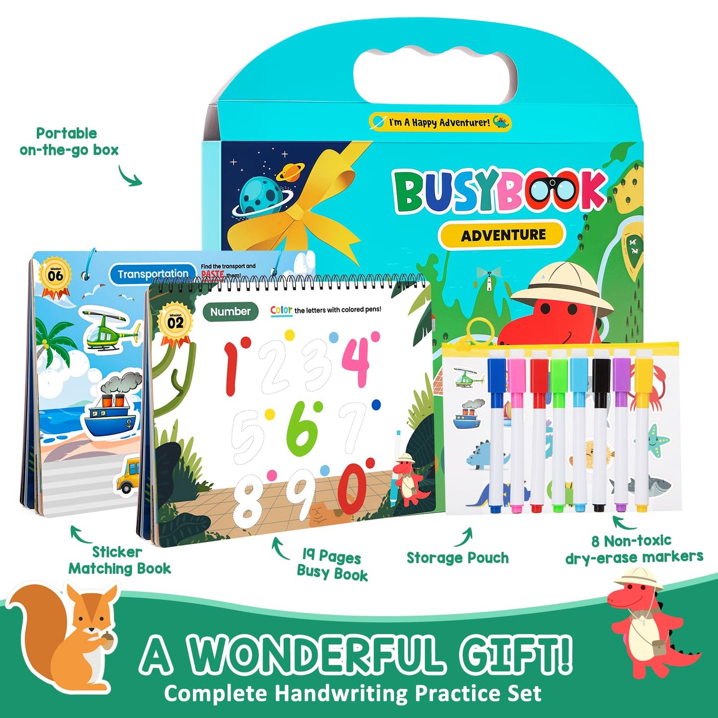 Activity Busy Books for Kids Ages 3-5 | Preschool Learning Activities Workbooks with Letter Tracing Handwriting Practice, Autism Sensory Pre-Assembled Educational Toys Gifts for Toddlers Boys Girls