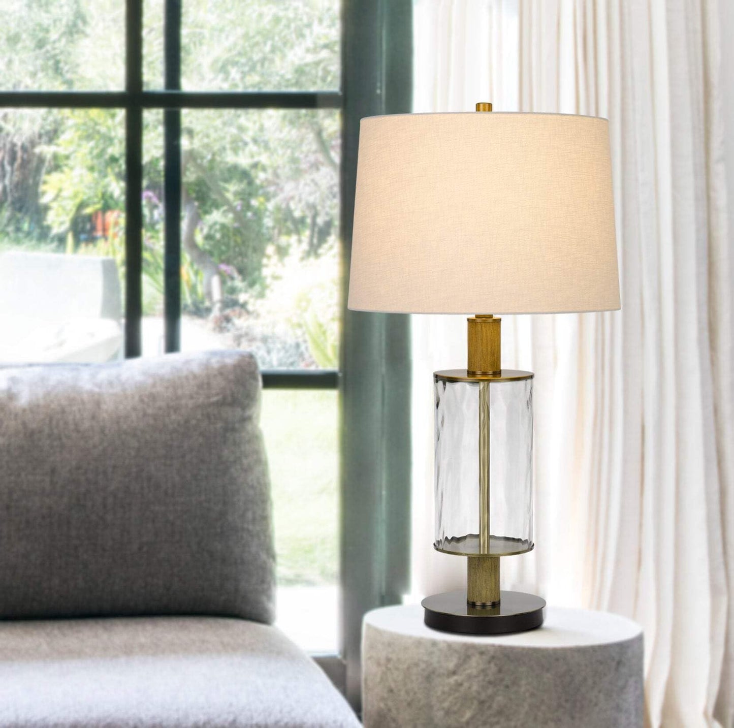 Homeroots Metal Table Lamp - 31 In. With White Empire Shade - Model 524713