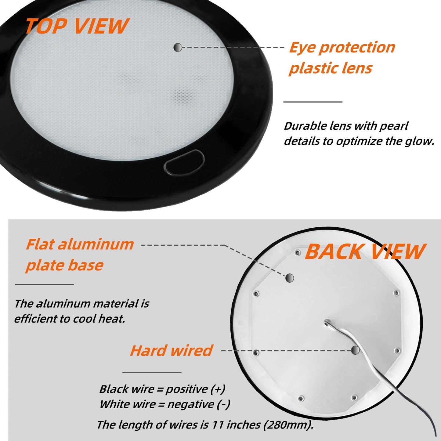 Dream Lighting 12Volt Rv Led Interior Light Fixture Black Shell Ceiling Downlight With Switch Warm White Lighting 300Lm 5Inch