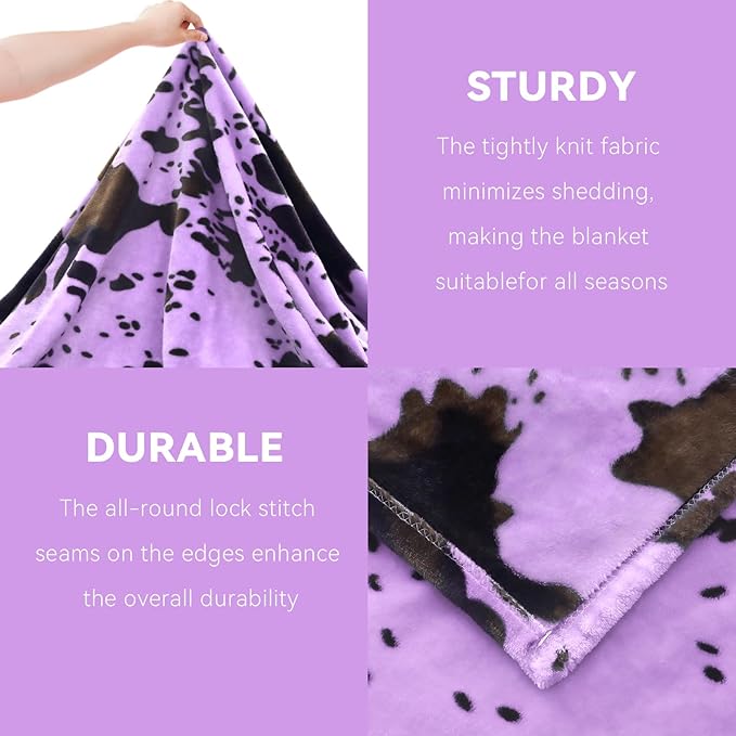 Purple Throw Blanket for Women- Ultra Soft Lightweight Fuzzy Cute Blankets for Teen Girls, Room Decor & Cozy Gifts 50x60 Inches