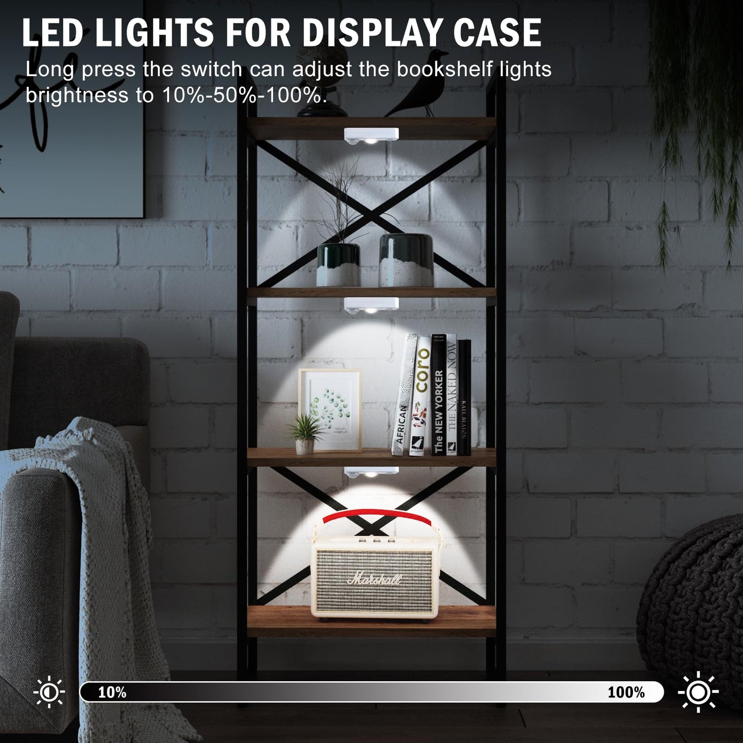 Ledlampsworld Led Motion Sensor Puck Lights  Rechargeable Under Cabinet Lighting Wireless Daylight White  Dimmable Night Light  Under Counter Lights For Kitchen  Display Shelf  Closets (4 Pack)