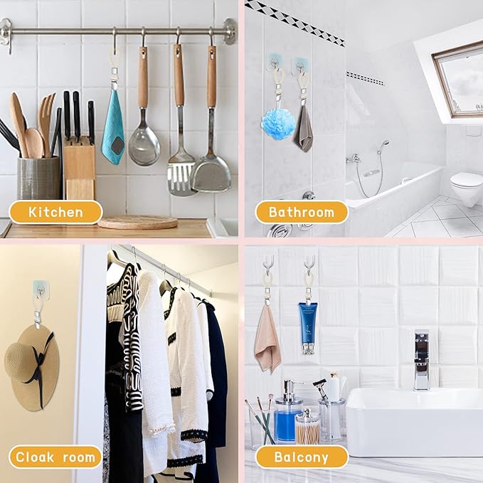 8PCS Hanging Tea Towels Clip, Metal towel hanger with Loop Cotton, Hand Towel Hook for Home Kitchen Bathroom Hanging Towels