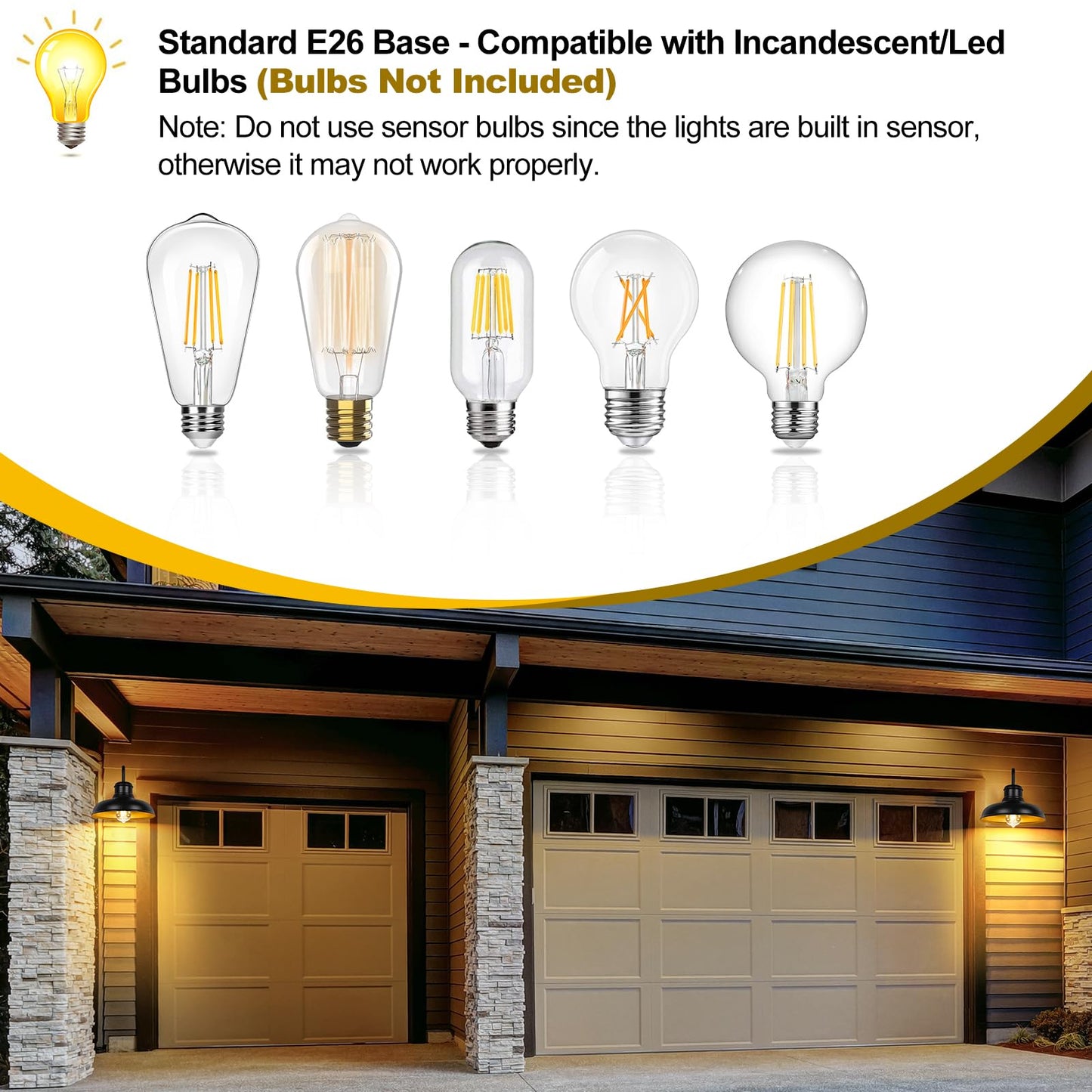 TOBUSA 2-Pack Outdoor Wall Light Fixtures, Waterproof Metal Gooseneck Barn Lights, 11.5in  Black & Golden, Model B11023PP