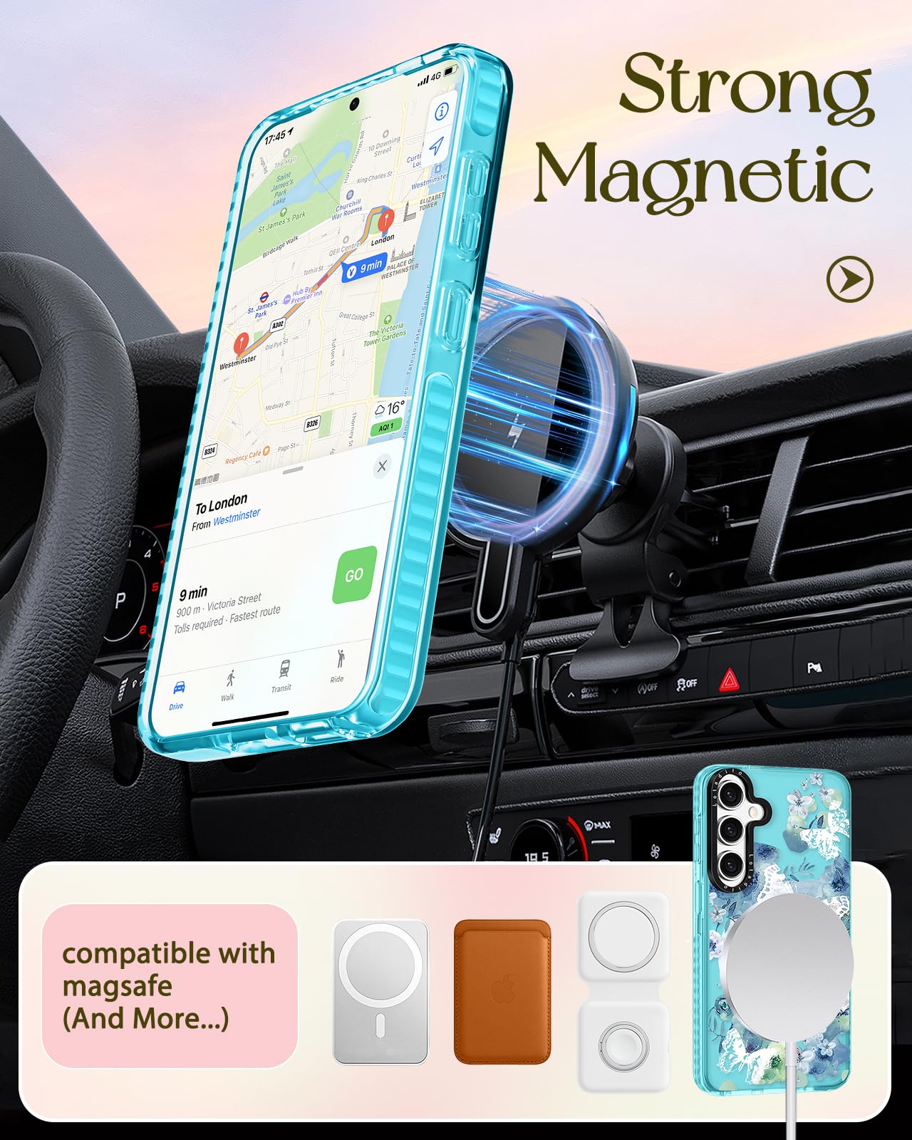 Lotadilo Cute Case For Samsung Galaxy S25 For Women Girls - Funny Ink Butterfly Design Compatible With Magsafe Magnetic Ring Hol