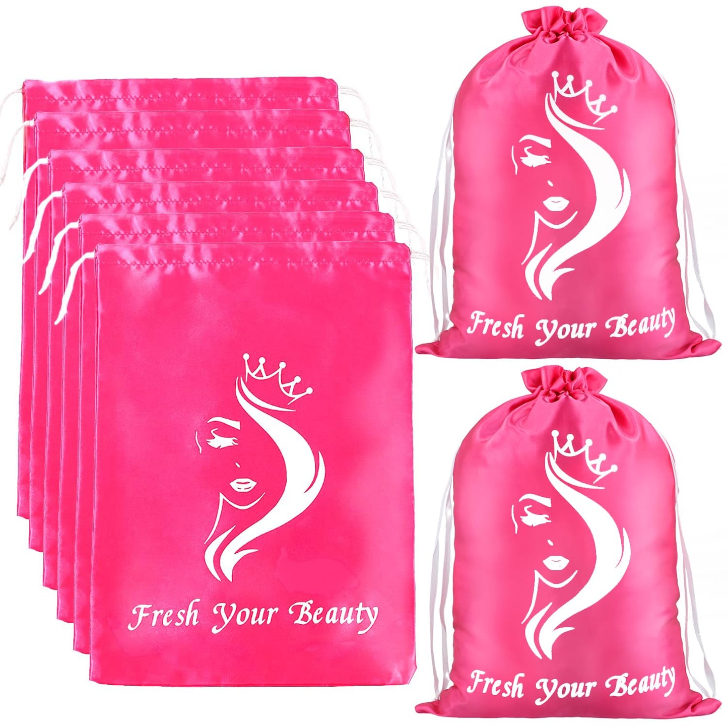 Satin Pouches with Drawstring - Soft Silk Satin Storage and Travel Bags for Bundles, Wigs, Hair Extensions, Tools, Business Gift