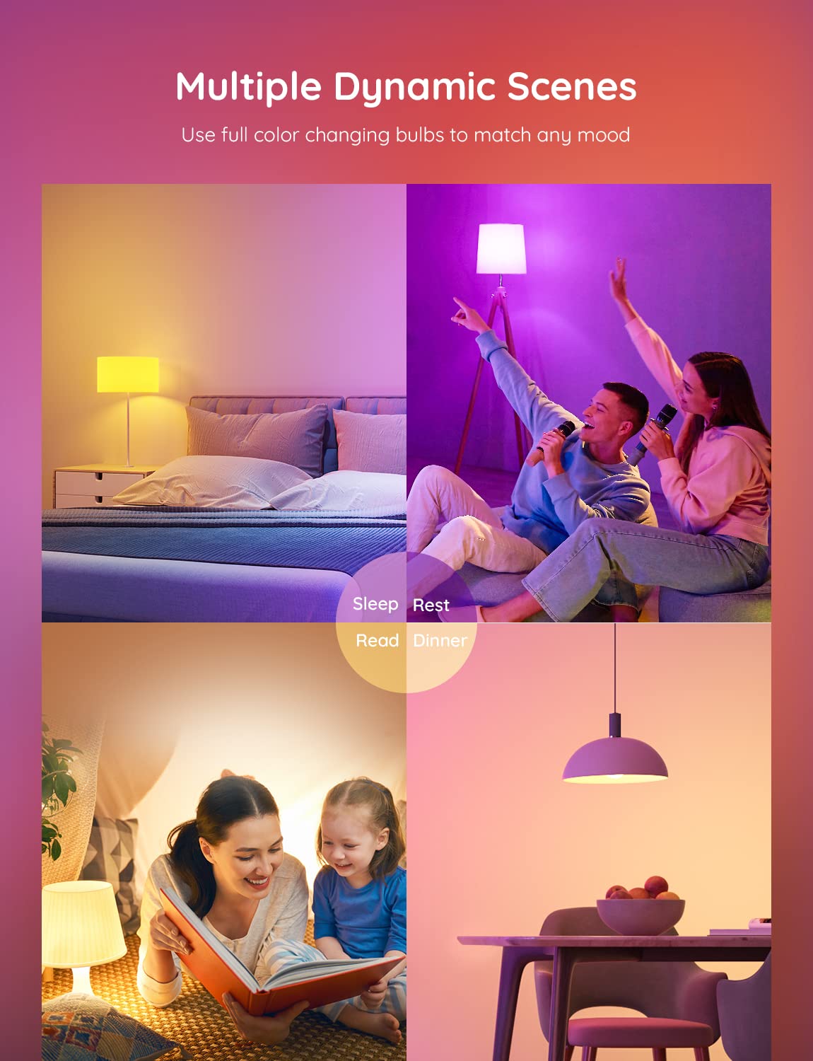 Govee LED Smart Light Bulbs, 1000LM Color Changing Light Bulb, Wi-Fi & Bluetooth Light Bulbs, Work with Alexa and Google Assistant, Dimmable RGBWW A19 75W Equivalent Smart Bulbs, 2 Pack