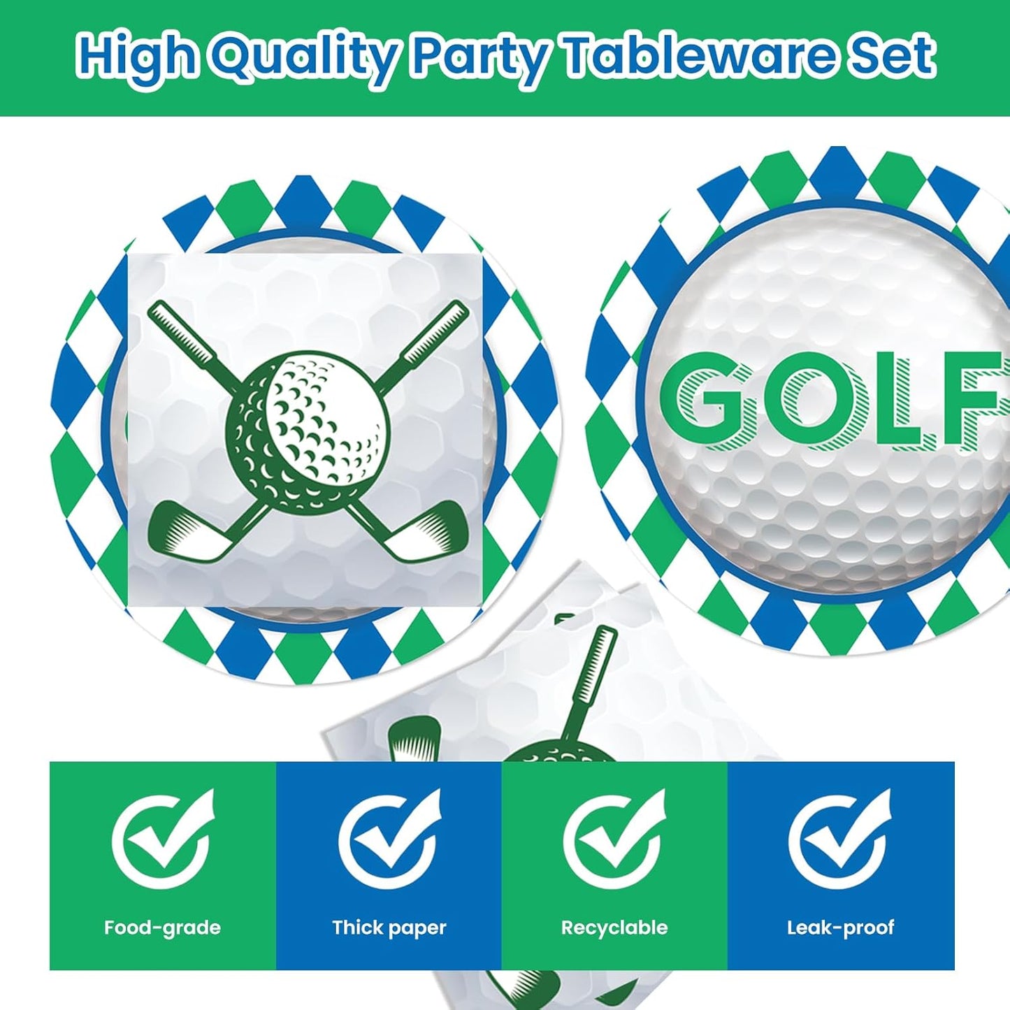 40PCS Golf Paper Plates and Napkins Party Supplies, Disposable Golf Ball Party Plates and Napkins Tableware Set for Golf Birthday Party Decorations Serves 20 Guests (Golf)