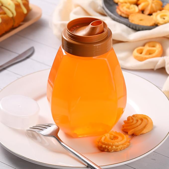Layhit 20 Pieces 32 oz Plastic Honey Jars Clear Plastic Honey Bottles with Lids Container Dispenser with Flip Lid Empty Squeeze Bottle for Easy Storing and Dispensing (Modern)