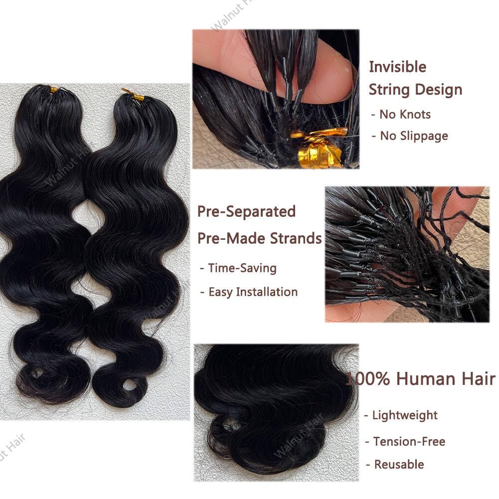 Knotless Pre Separated Crochet Human Hair Extensions Body Wave Brazilian Virgin Human Hair for Boho Braiding Hair Feather Extens