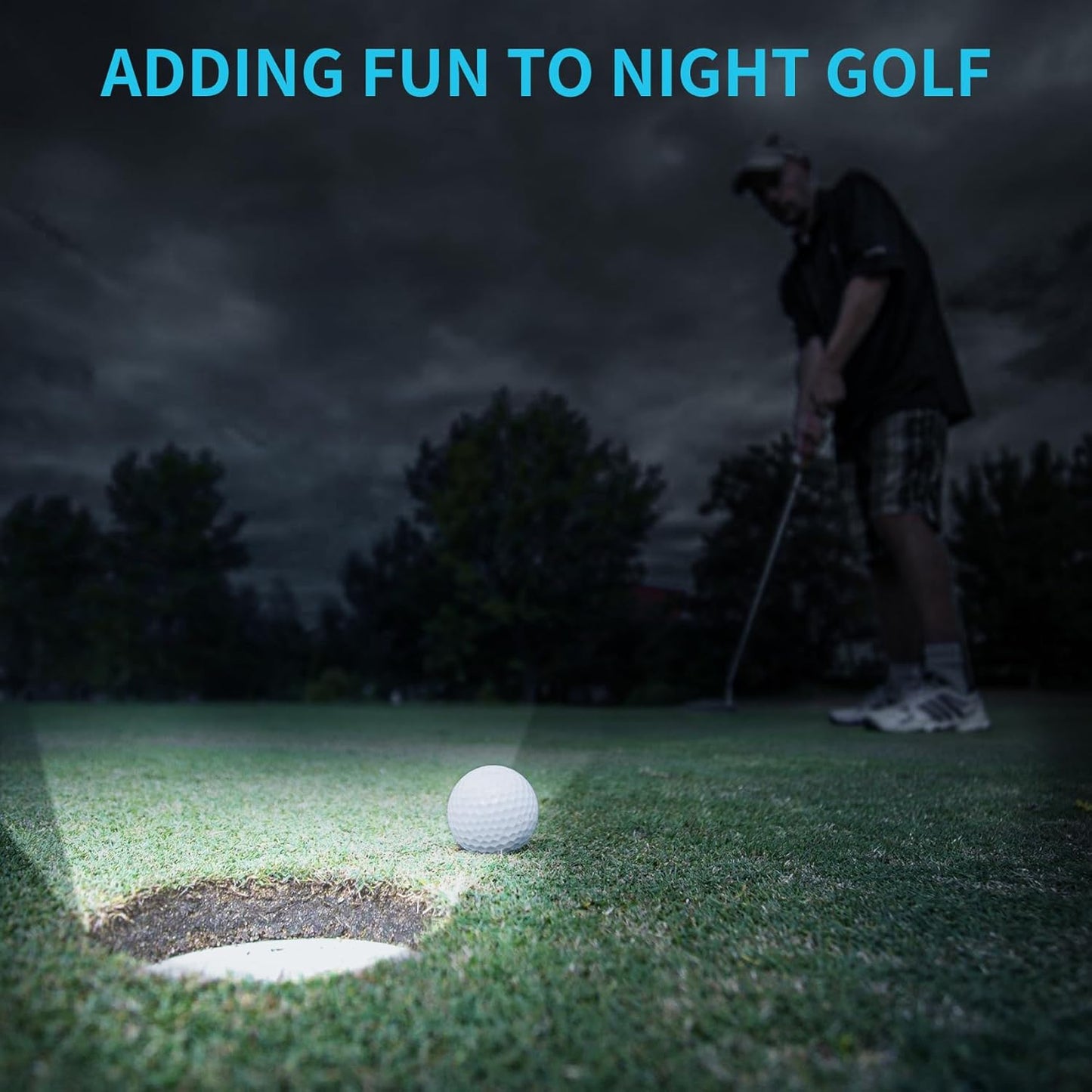 Golf Hole Lights 5 Pack - Led Light with Carabiner, Light Up Glow Hole for Night Play, Luminous Glow Golf Cup Lights for Putting Green Flags and Poles