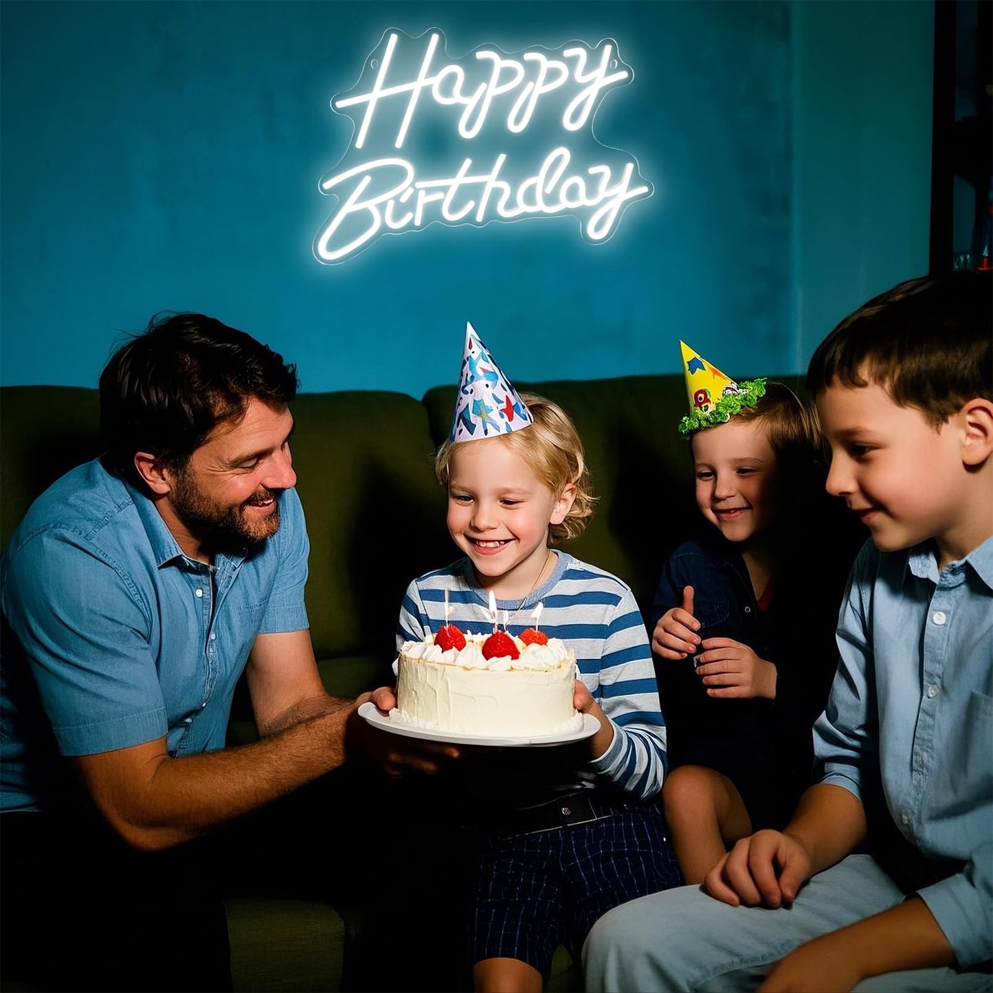 Happy Birthday Neon Signs for Party Decor Dimmable LED Birthday Neon Light for Wall Decor Light Up Happy Birthday Led Signs for Backdrop Birthday Any Ages Bday Celebration Decoration, White