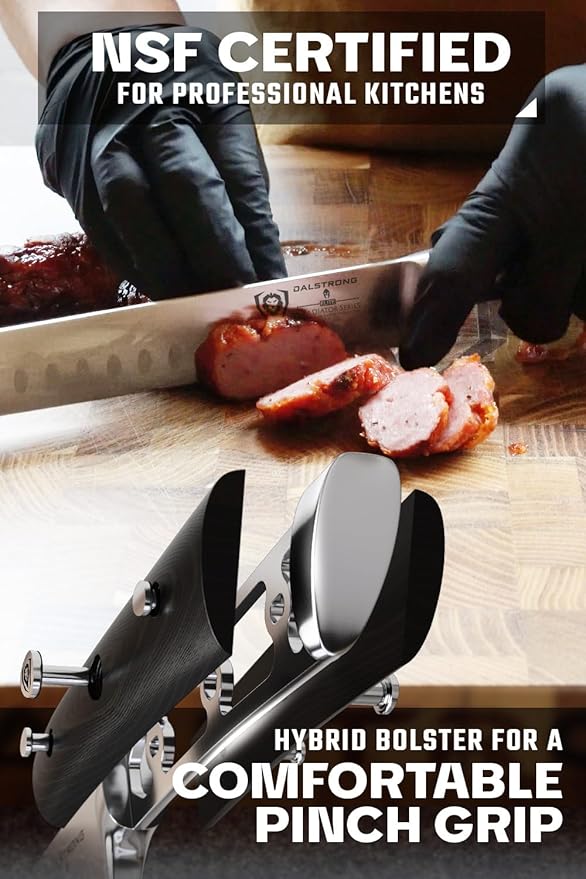 Dalstrong Slicing Knife - 8 inch Slicer - Granton Edge - Gladiator Series Elite - Forged High-Carbon German Steel Kitchen Knife - Black G10 Handle - Carving Knife Gift - w/Sheath - NSF Certified