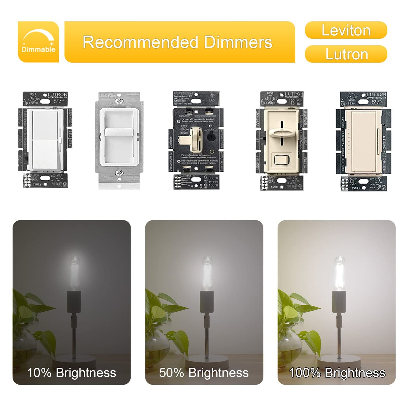 T10 Led Bulb  Dimmable 2W Tubular Chandelier Bulb  25Watt Equivalent Ceramic Christmas Tree Bulbs  5000K Daylight  Clear Glass  Antique E26 Light Bulbs For Pendant Desk Cabinet Display Lamp  3 Pack