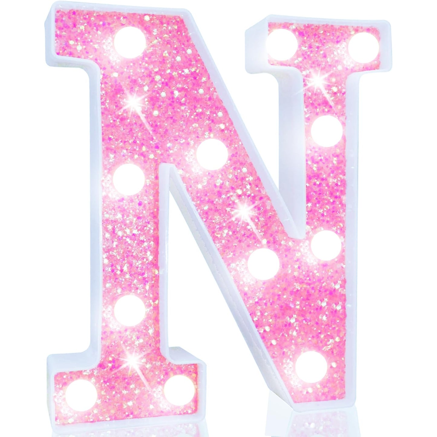 Pooqla Led Marquee Letter Lights  Light Up Letters For Birthday Decorations  Glitter Letter Sign Battery Powered Night Light Pink Party Wedding Christmas Girls Gift Bedroom Dorm Decor  Cool White N