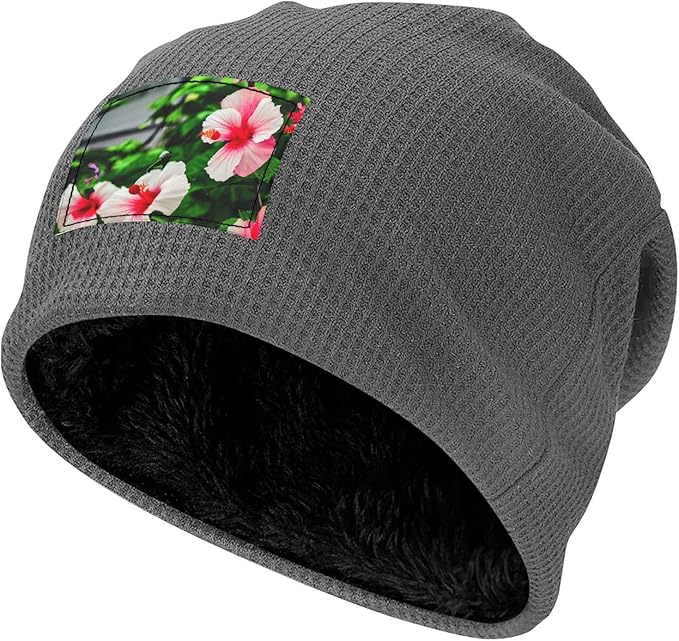 YANYU Hibiscus Flowers Print Lightweight Waffle Pullover Hat Men Women Winter Headwear Outdoor Camping Travel
