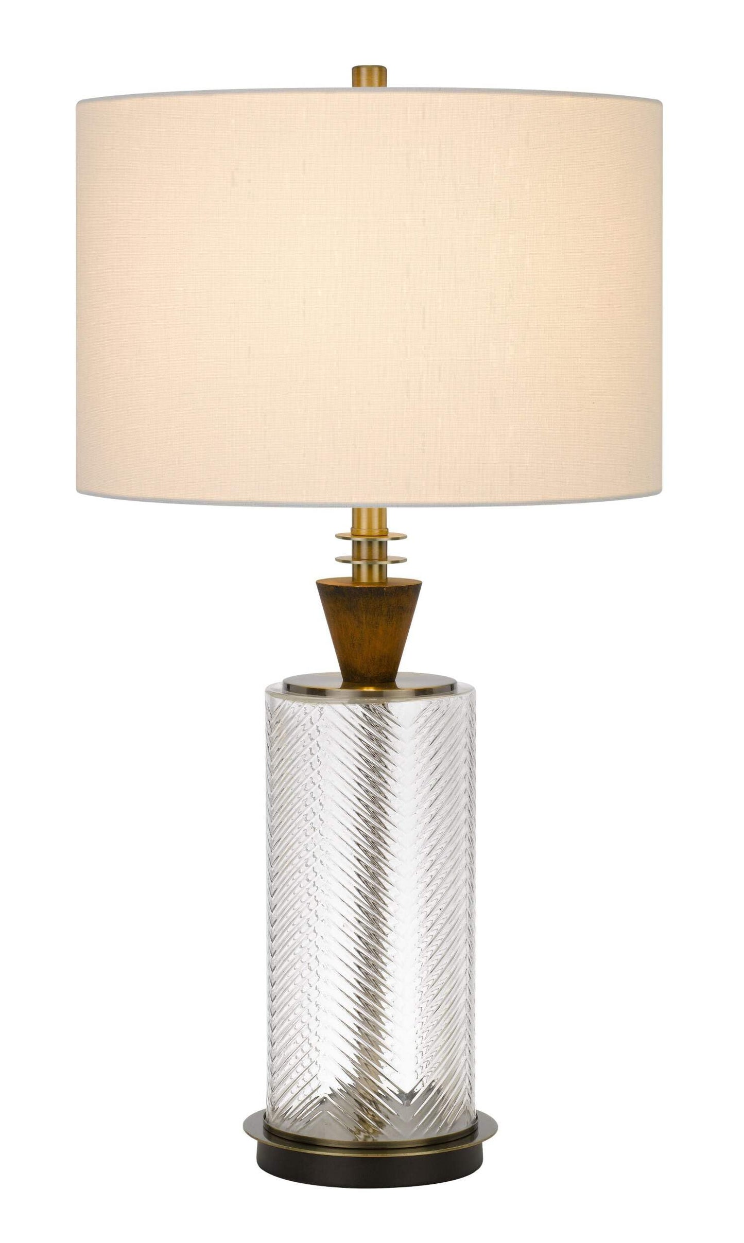 HomeRoots Metal Table Lamp with Empire Shade, 30 in., Clear & White, Model 524712