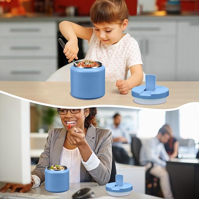 26oz Kids Jar for Hot Food, Insulated Vacuum Food Jar with Buckle Lid, Stainless Steel Wide Mouth Leak Proof Insulated Lunch Container for School Picnic Travel, Sky Blue