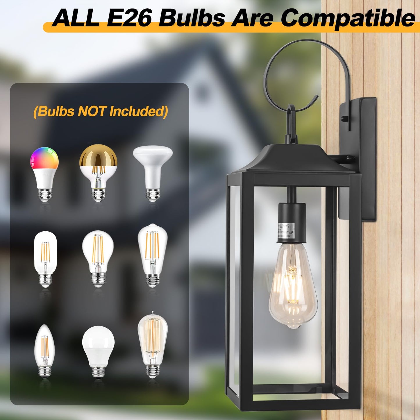 19 Large Outdoor Light Fixture 2 Pack  Porch Lights Sconce Exterior Lighting Fixtures  Black Outside Lights For House Modern Wall Lantern  Anti Rust Outside Coach Lamps For House  Doorway  Garage