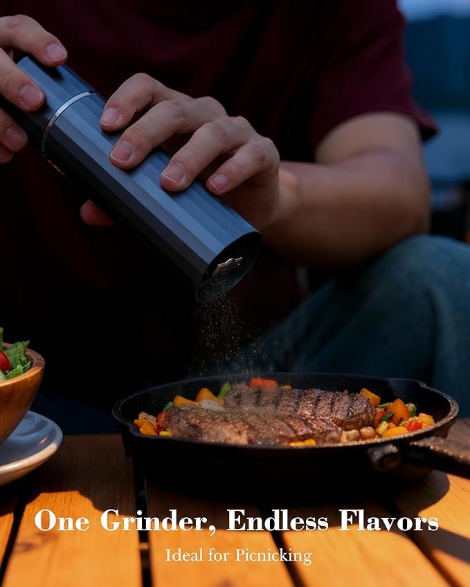 Pepper Grinder Manual – Hotqilin Adjustable Pepper Mill Grinder with 60+ Coarseness Settings, All Metal Design, High Output, Mess-Free Refillable, Heavy Duty
