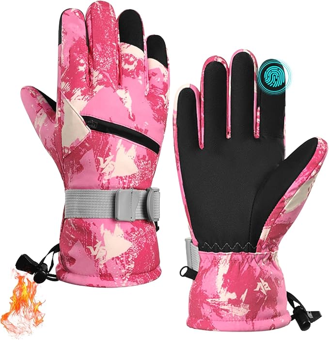 VZVXDW Winter Gloves, Waterproof Thermal Touchscreen Ski Glove, Suit for Ski, Cycling, Hiking, Driving, Typing, Freezer Work