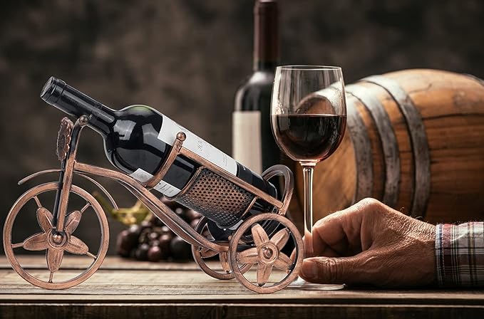 Tabletop Wine Rack, Wine Bottle Holder Single Bottle Bike Shaped, Freestanding Countertop Wine Rack and Wine Bottle Storage, Wine Gifts Home Bar Decor Crafts