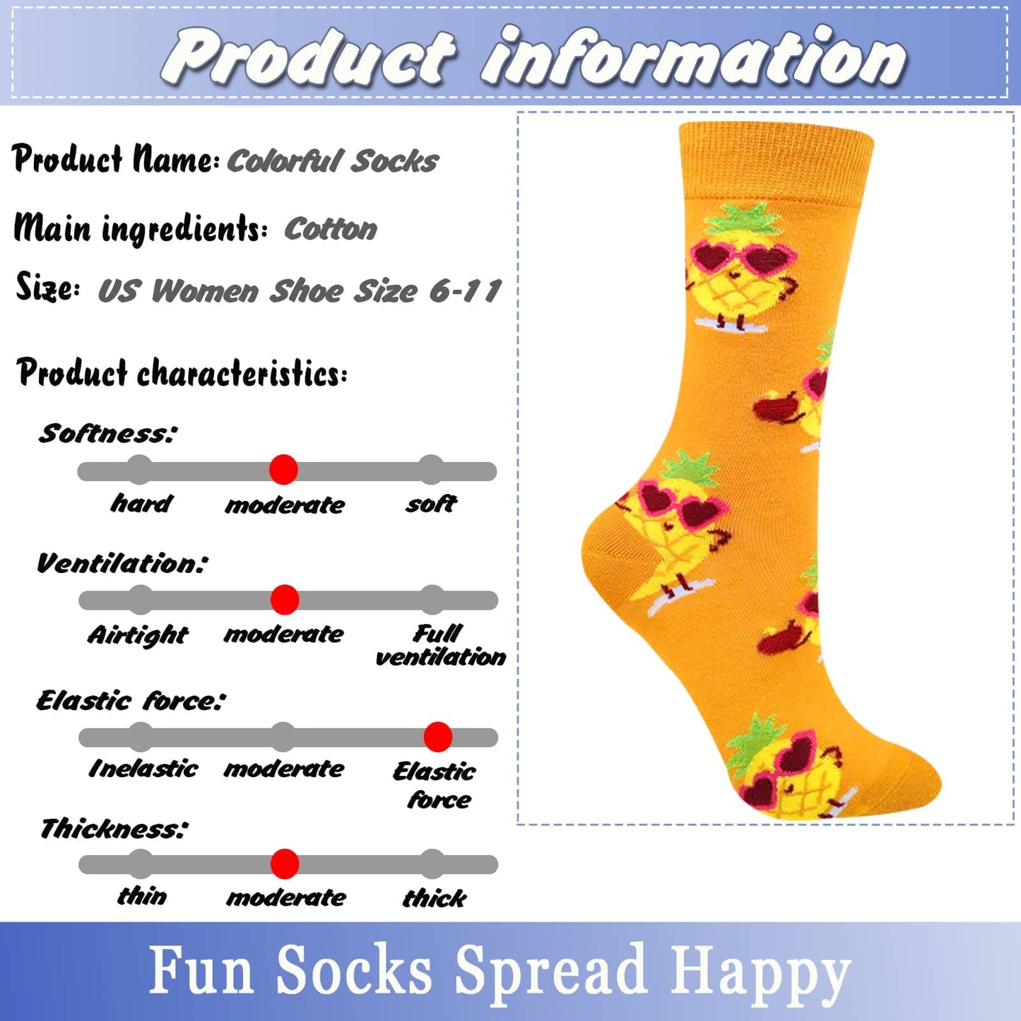 Fasefunn Women's Fun Socks Funny Colorful Novelty Crazy Animal Patterned Socks Crew, Premium Cotton, Size 6-11, 12 Pairs US031201