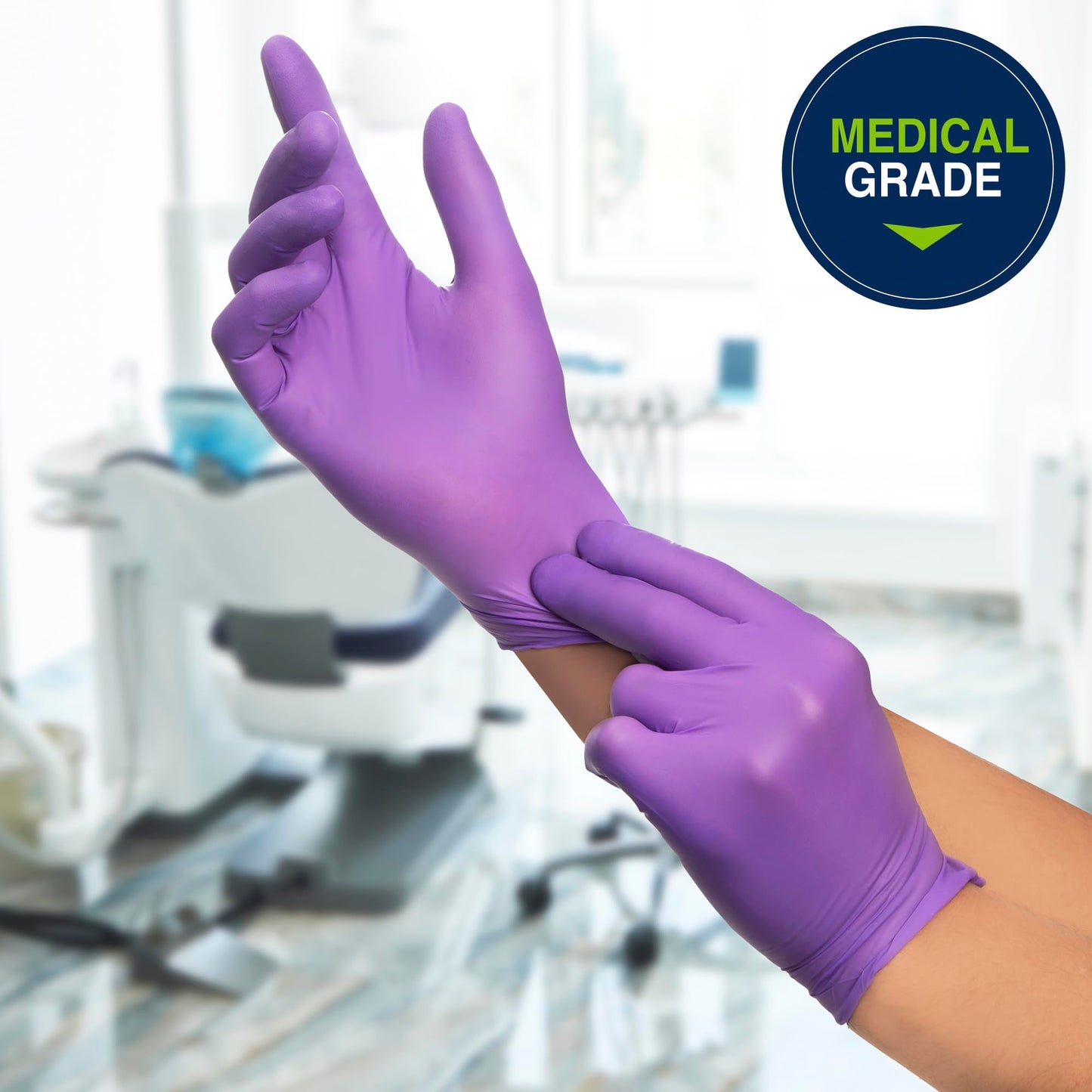 HALYARD PURPLE NITRILE Exam Gloves, Powder-Free, Non-Sterile, 5.9 mil, 9.5 Inches, Purple, Size Medium, 55082 (Box of 100)