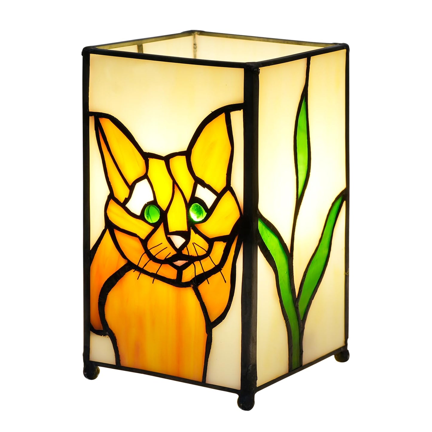 Kiphepi Tiffany Lamp Stained Glass Lamp Small Bedside Table Lamps For Living Room Home Decor Girls Women Birthday Christmas Thanksgiving Day Gift Cat