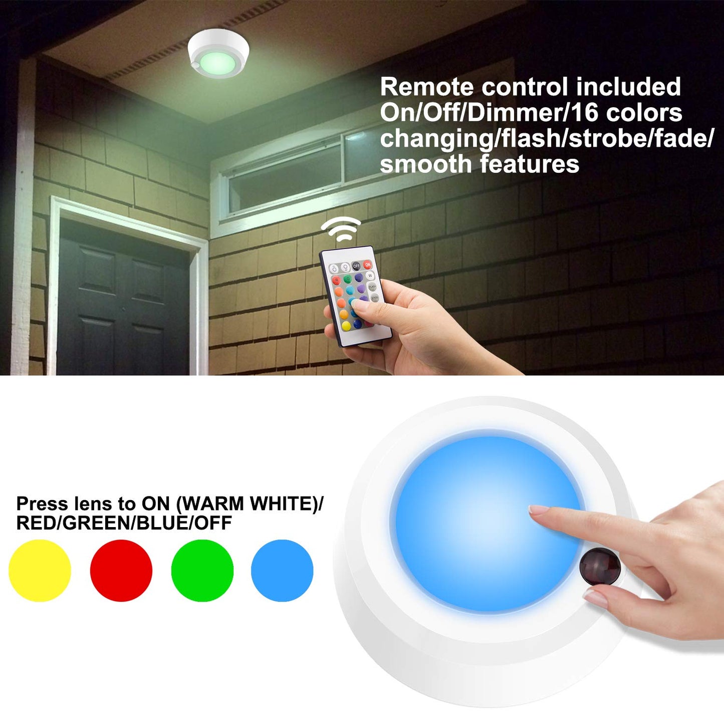 LUXSWAY LED Ceiling Light with Remote Control, 16 Color Changing, 4 Modes, 5.6in Plastic, Model DY46IR-12C-1, 1 Pack