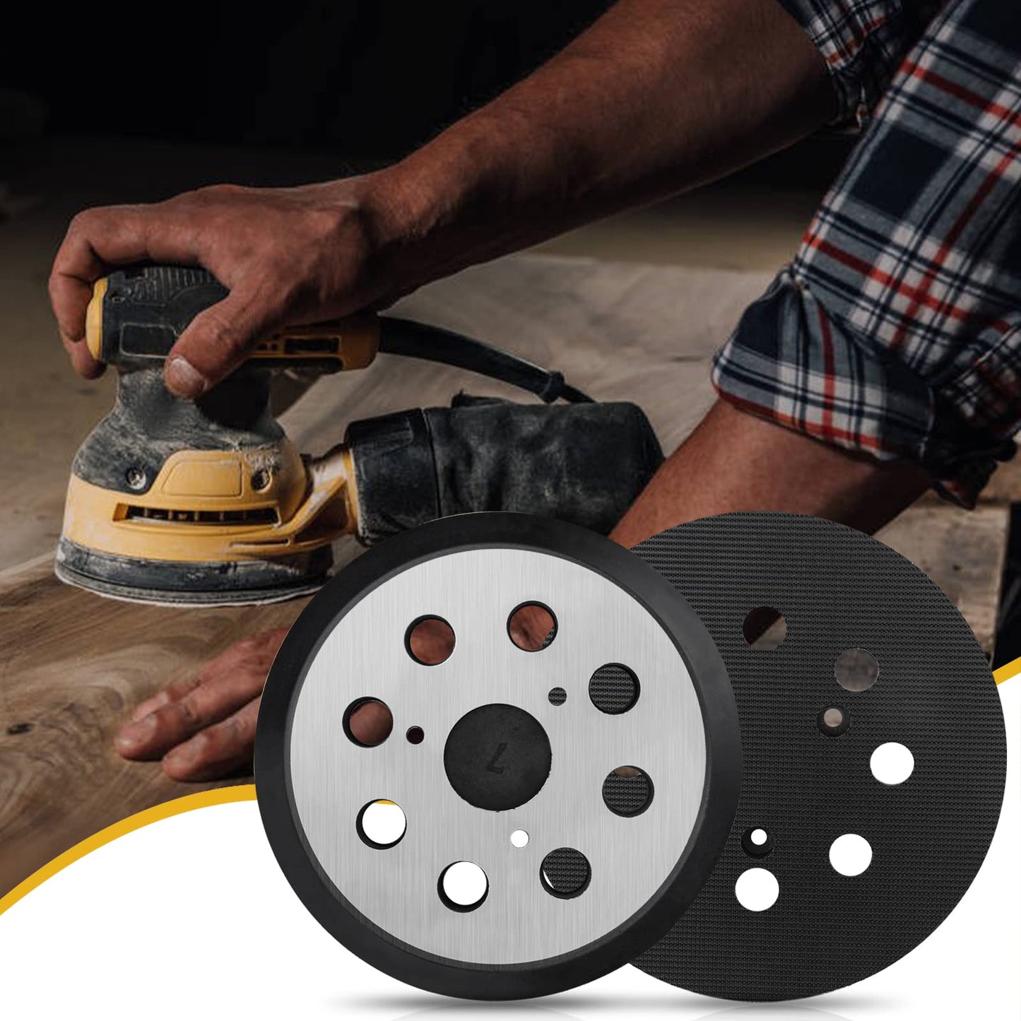 Gnellkoor Replacement Sander Pad for Dewalt, 5" 8-Hole Hook and Loop Orbital Sanding Replacement Pads for DeWalt DW420 DW421 DW422 DW423 DW426 D2645#151281-08/DW4388 (2-Pack)