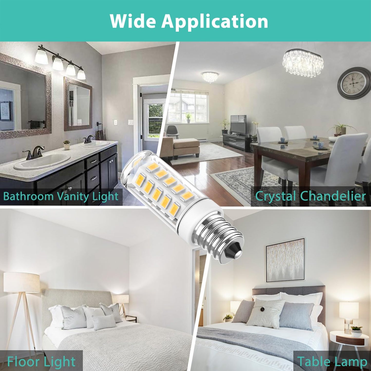 Cxyemt E12 Led Bulb 4W (Equivalent 40 Watt)  T4 Candelabra Light Bulbs 4000K Natural White  400Lm  Non-Dimmable  Non Flicker  360Beam Angle  Ac120V E12 Light Bulbs For Chandelier Lighting  6 Pack