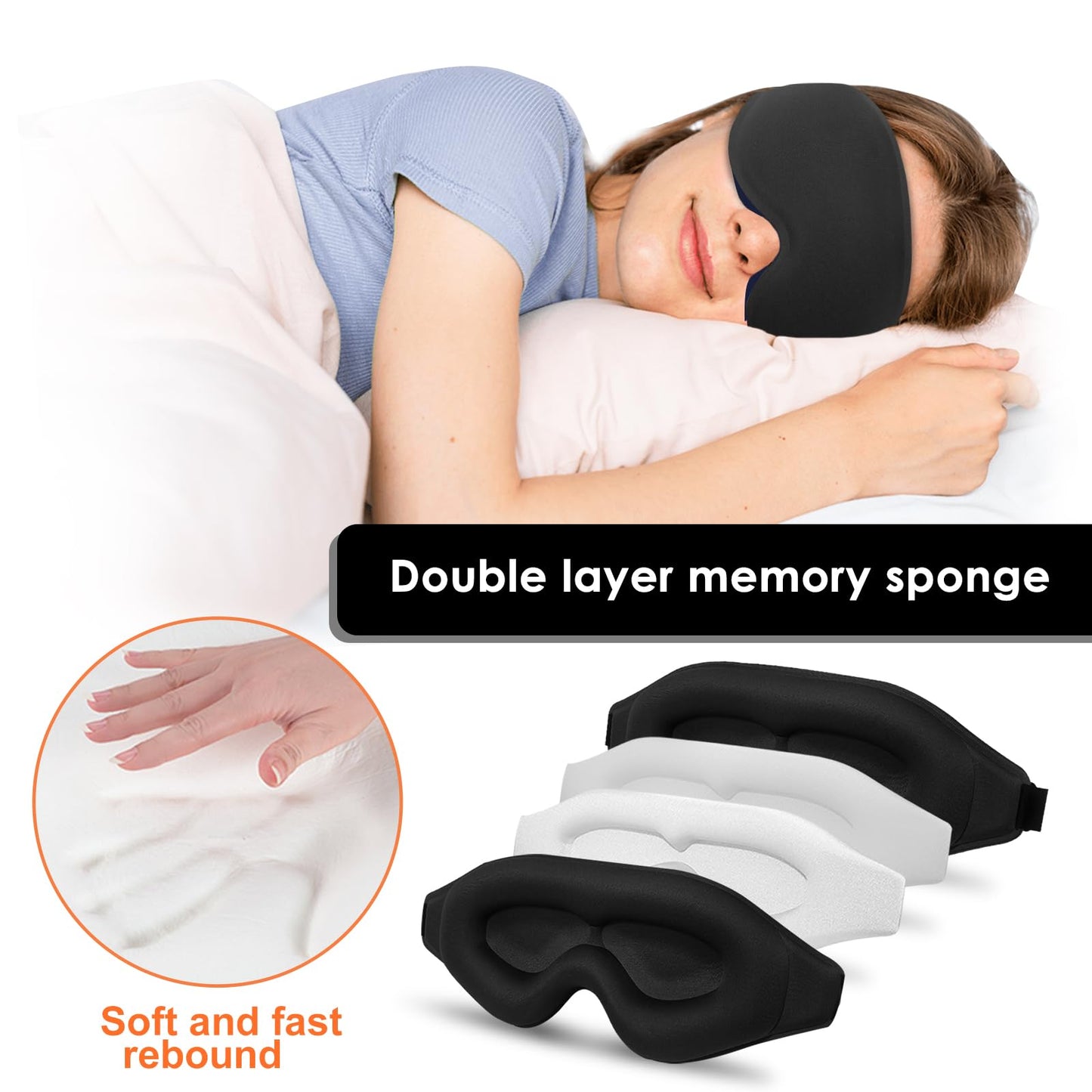ABCDMM 3D Advanced Eye Mask for Sleeping,Soft and Lightweight Sleep mask，Sleep Eye Mask for Men Women，lash Sleeping mask for lash Extensions (Black)