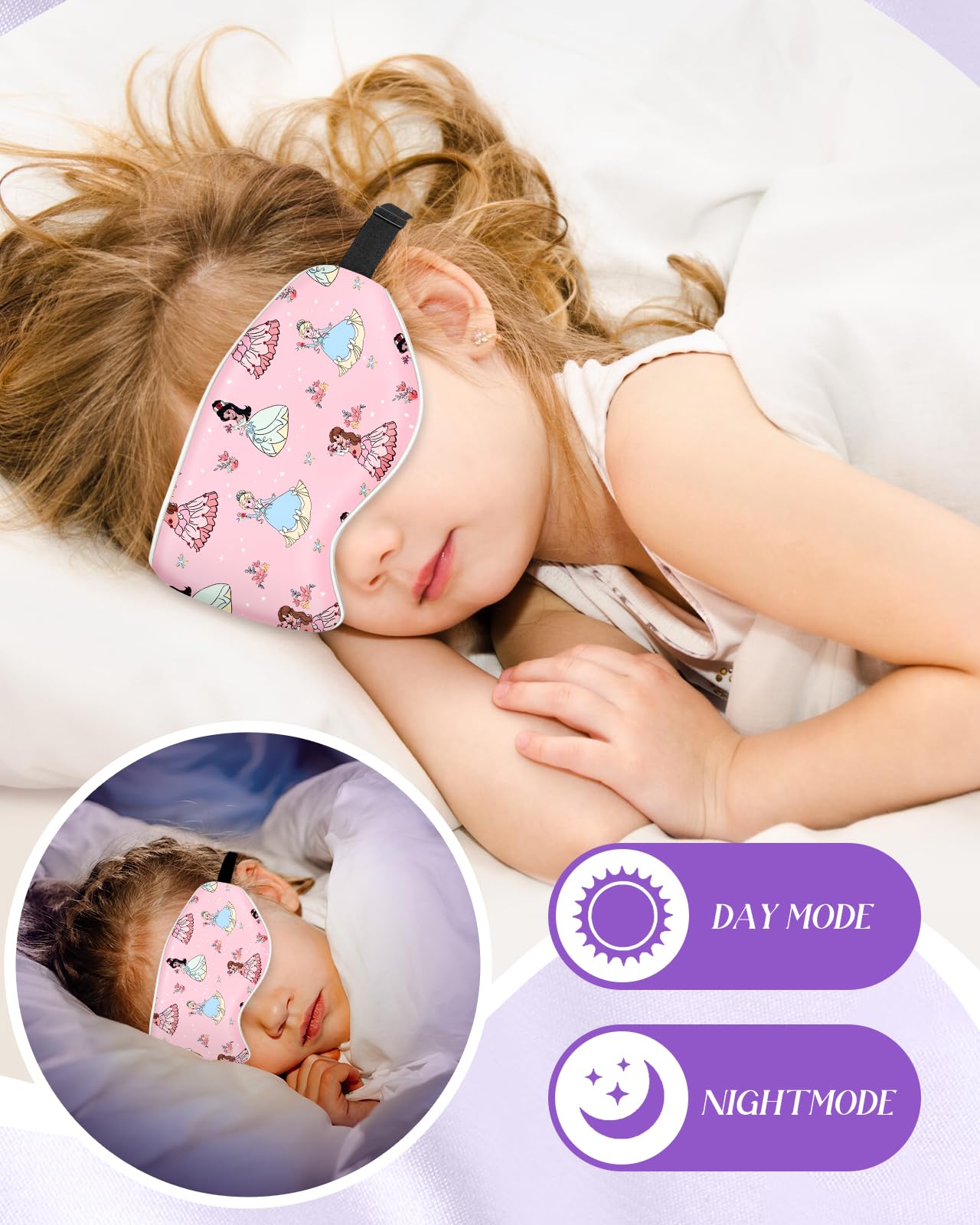 Miss Adola Sleep Mask for Kids - Cute Cartoon Silk Eye Mask for Sleeping with Adjustable Strap Soft Smooth Light Silk Kids Eye Cover for Boys Girls Teens, Flower Girl