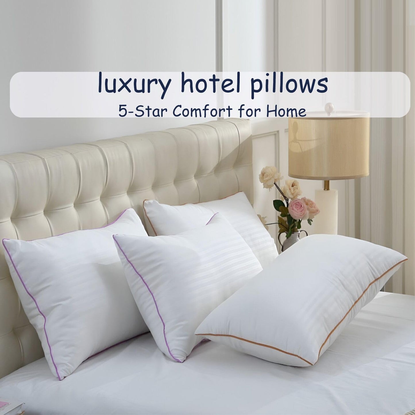 VAINOC Pillows Standard Size Set of 2,Breathable Hotel Collection Bed Pillows for Sleeping Medium Soft Down Alternative Microfiber Filled,20 x 26 Inches