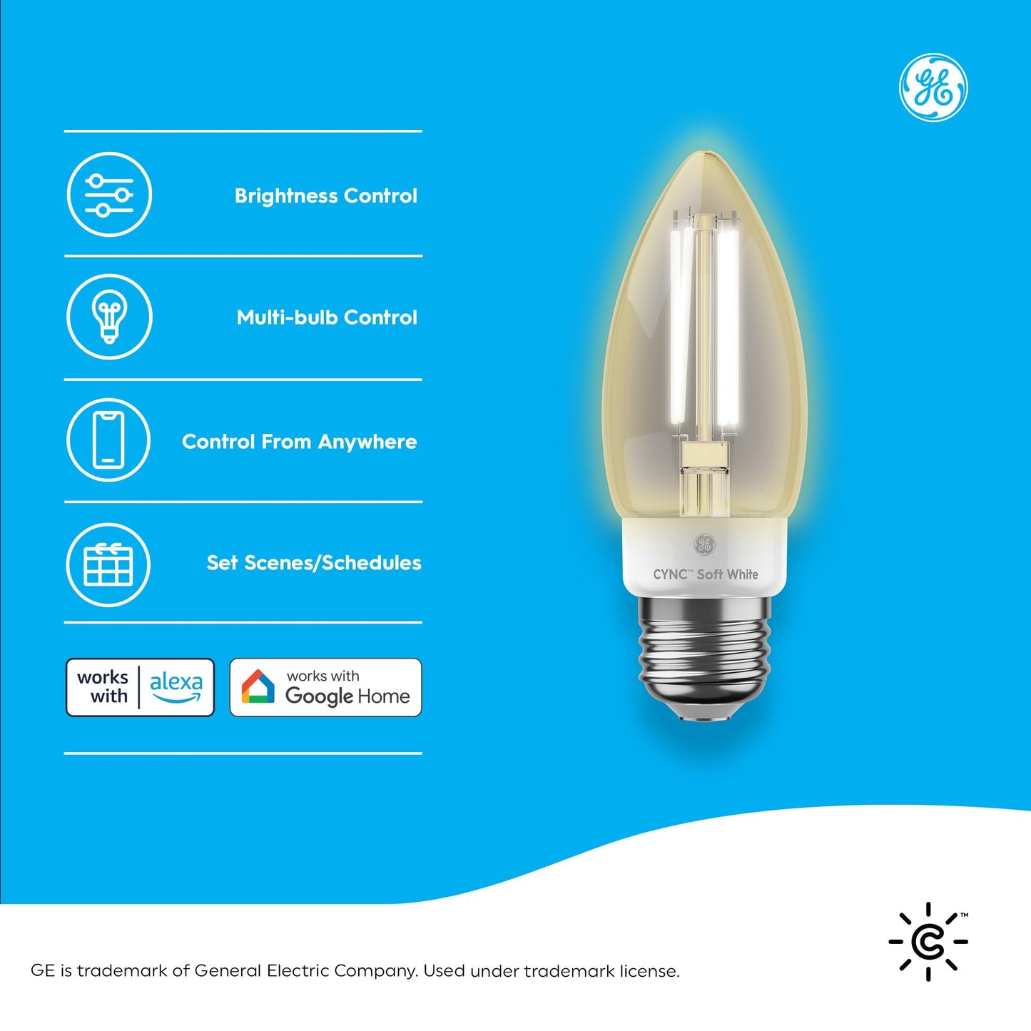 GE Lighting Smart LED Light Bulbs, Bluetooth & Wi-Fi, Medium Base, Soft White, 4 Count, Model CLEDBM6LDGF-4T